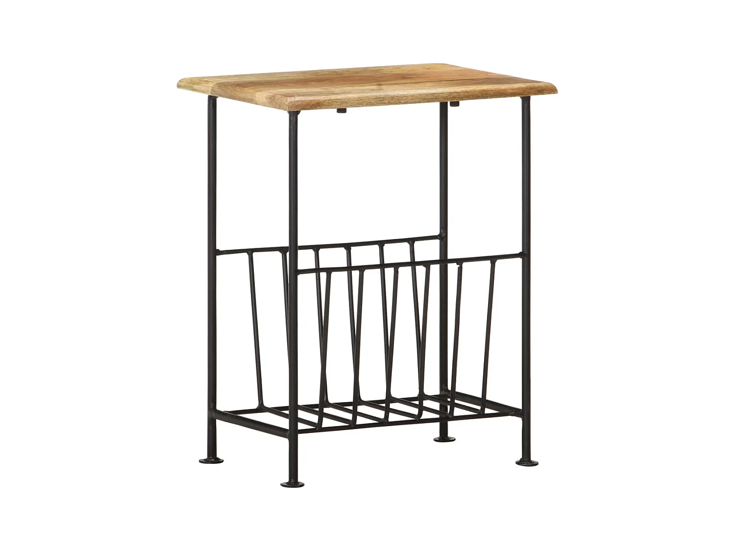 Portariviste 40x30x50 cm in Legno Massello di Mango e Acciaio