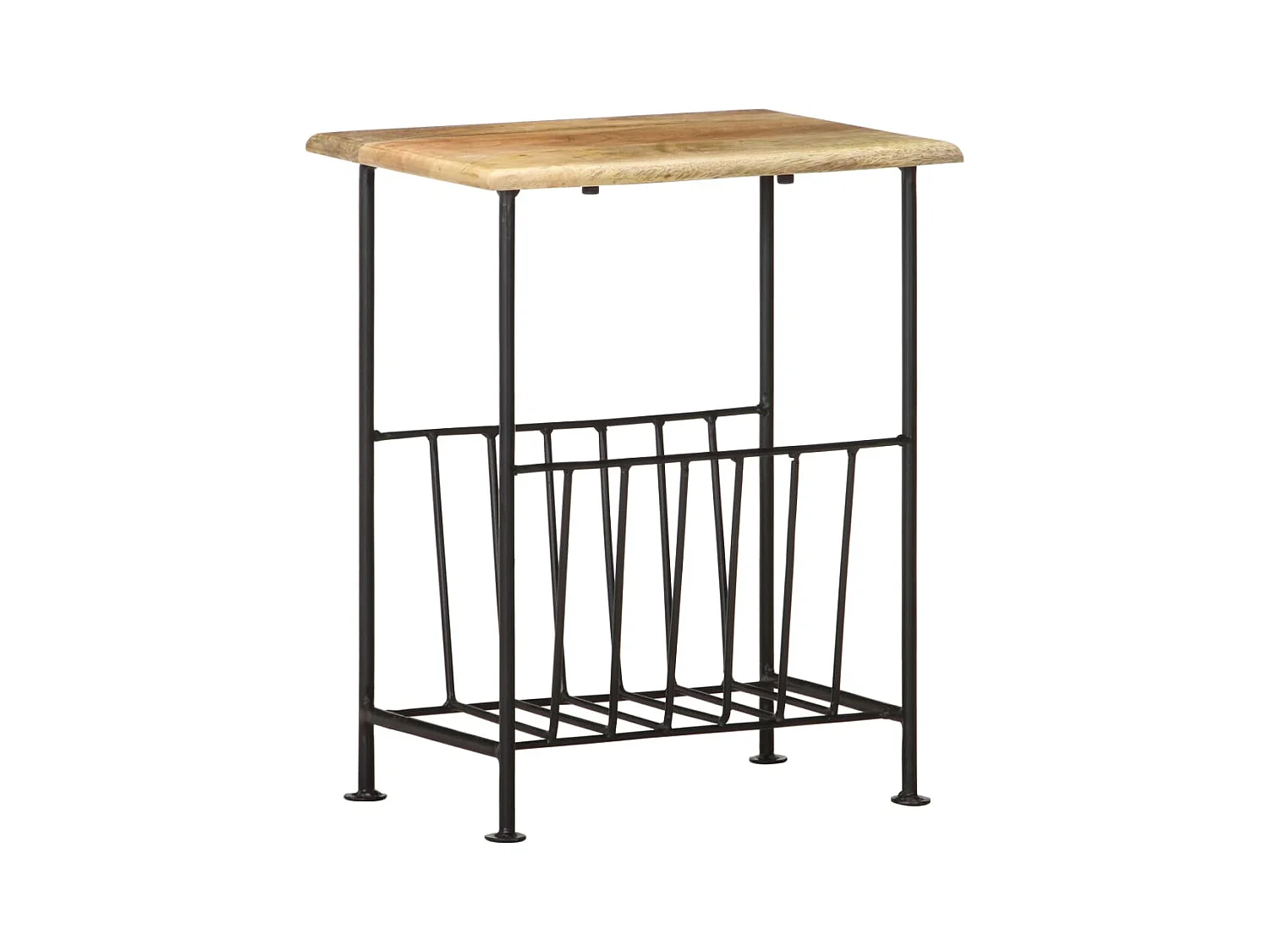 Portariviste 40x30x50 cm in Legno Massello di Mango e Acciaio