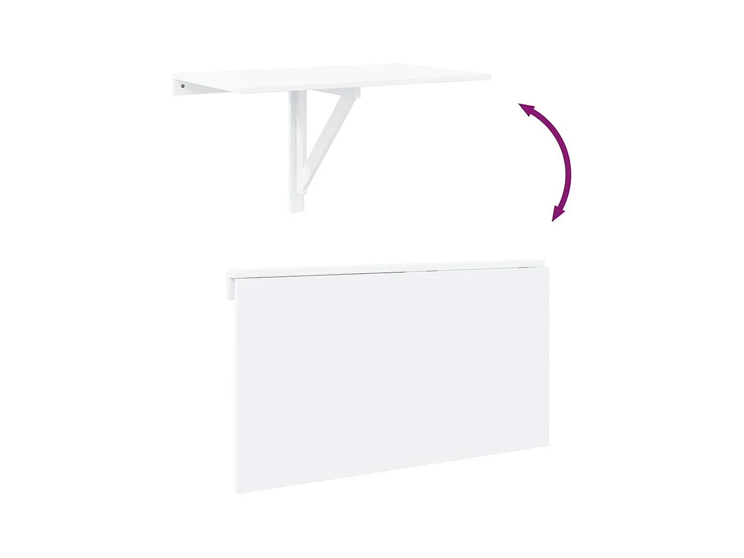 Wandtafel inklapbaar 100x60x56 cm bewerkt hout hoogglans wit