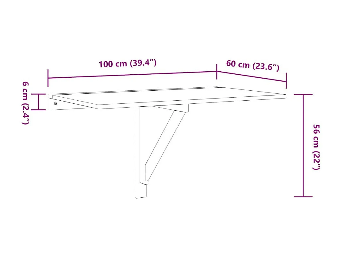 Table murale pliable Blanc brillant 100x60x56cm Bois ingénierie