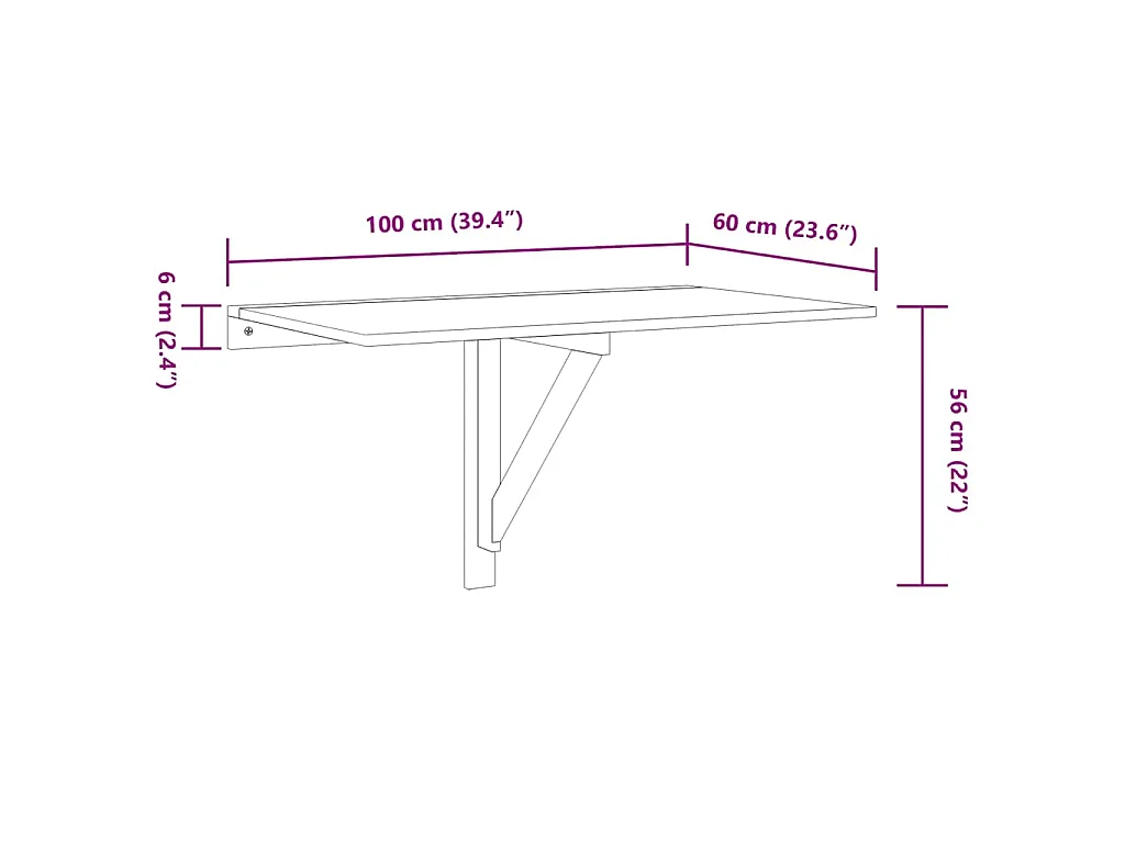 Table murale pliable Blanc brillant 100x60x56cm Bois ingénierie