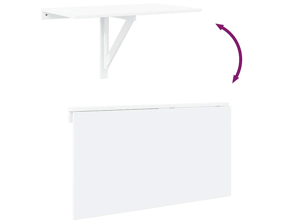 Table murale pliable Blanc brillant 100x60x56cm Bois ingénierie
