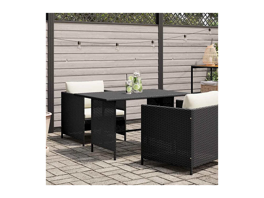 Table à manger de jardin Noir 110x70x65 cm Résine tressée