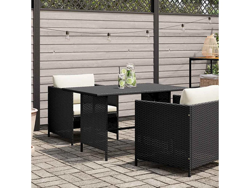 Garten-Esstisch Schwarz 110x70x65 cm Poly Rattan