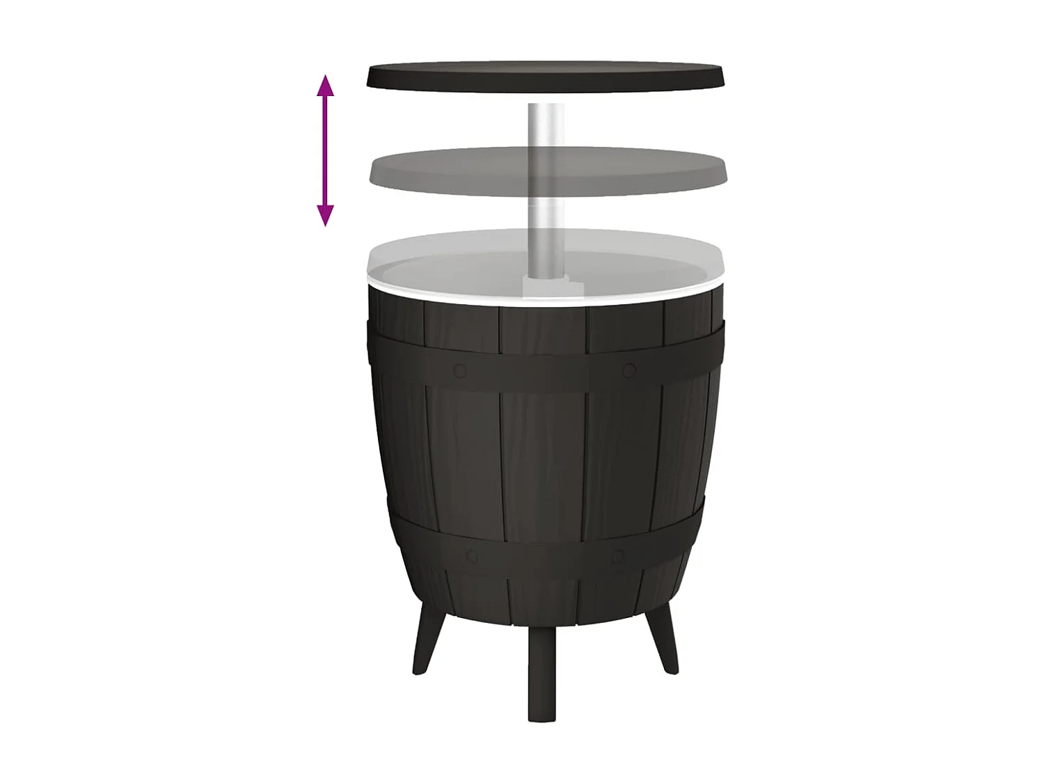 Table à glacière 3 en 1 noir polypropylène