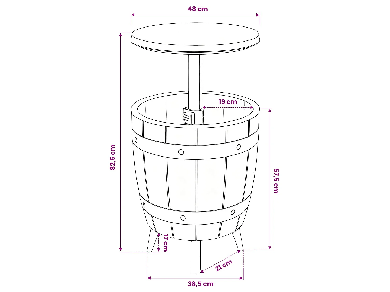 3-in-1 Tisch mit Eiskühler Hellbraun Polypropylen