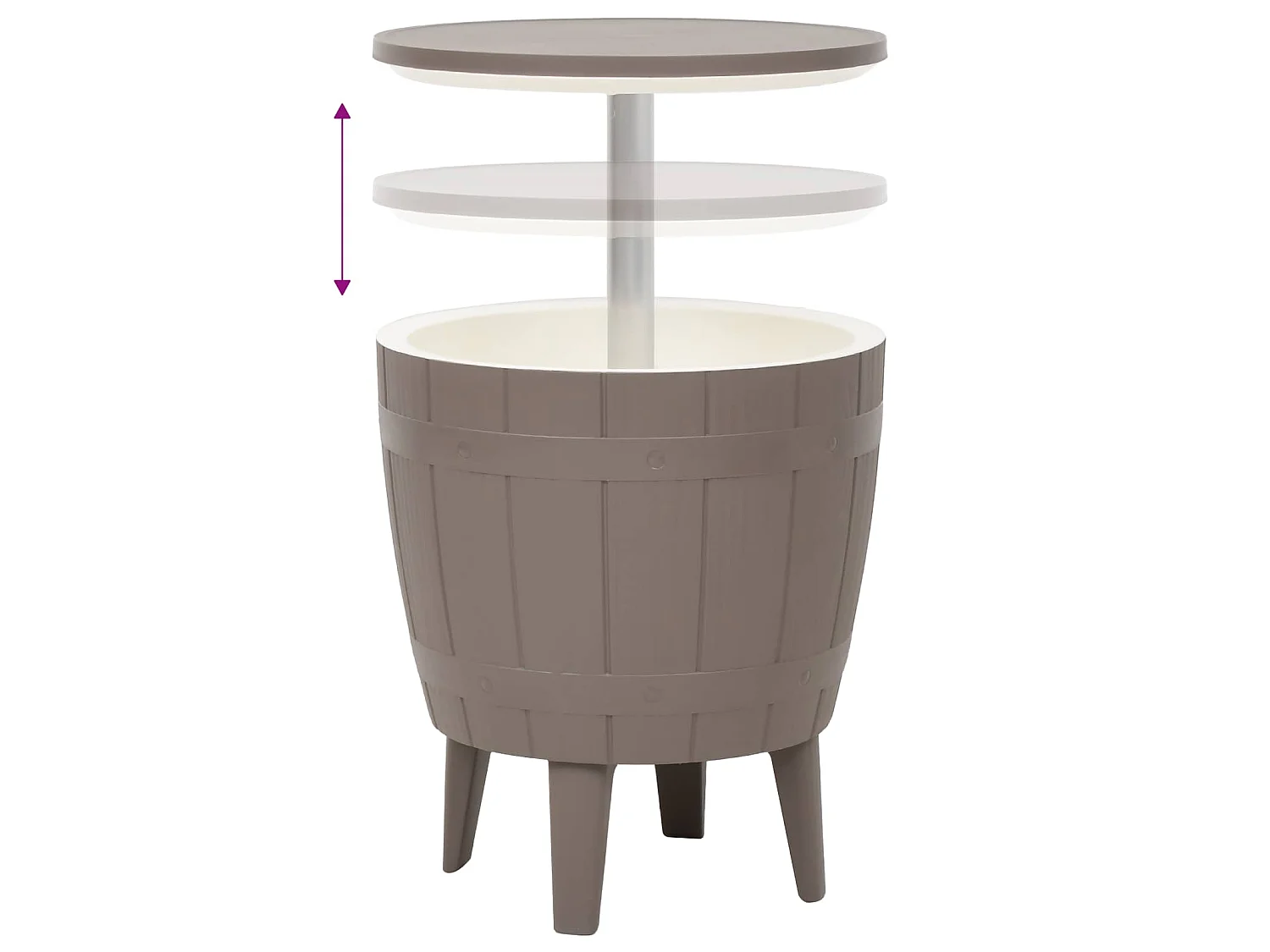 3-in-1 Tisch mit Eiskühler Hellbraun Polypropylen