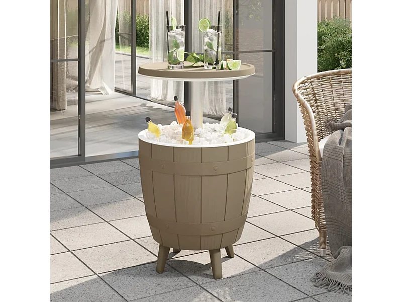 Table à glacière 3 en 1 marron clair polypropylène