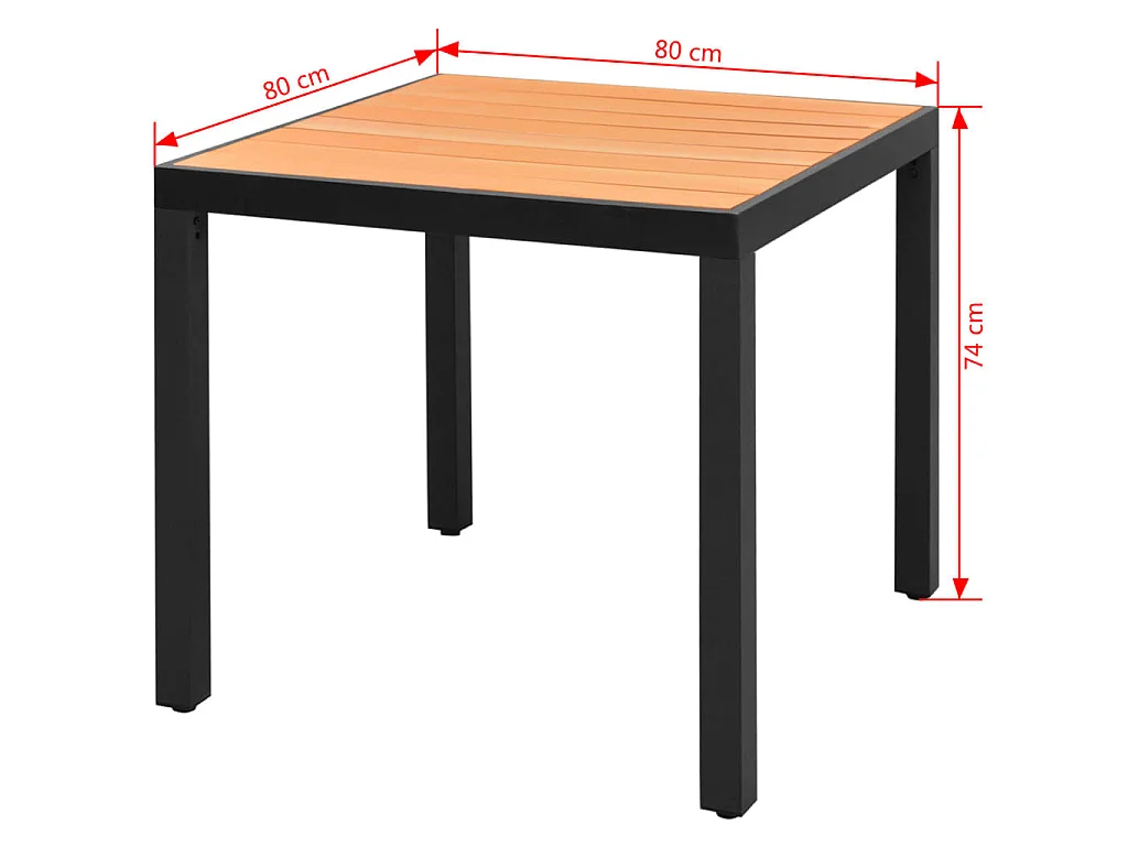 Table de jardin Marron 80 x 80 x 74 cm Aluminium et WPC
