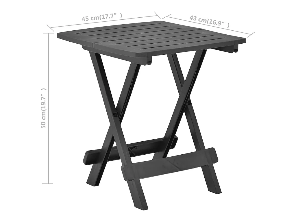Table pliable de jardin anthracite 45x43x50 cm plastique