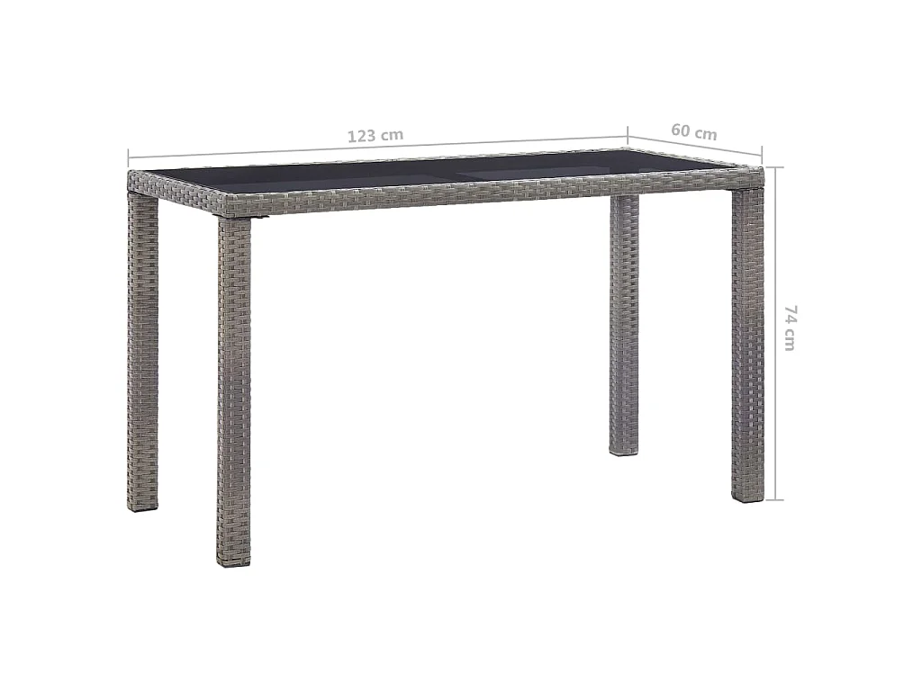 Gartentisch Anthrazit 123x60x74 cm Poly Rattan