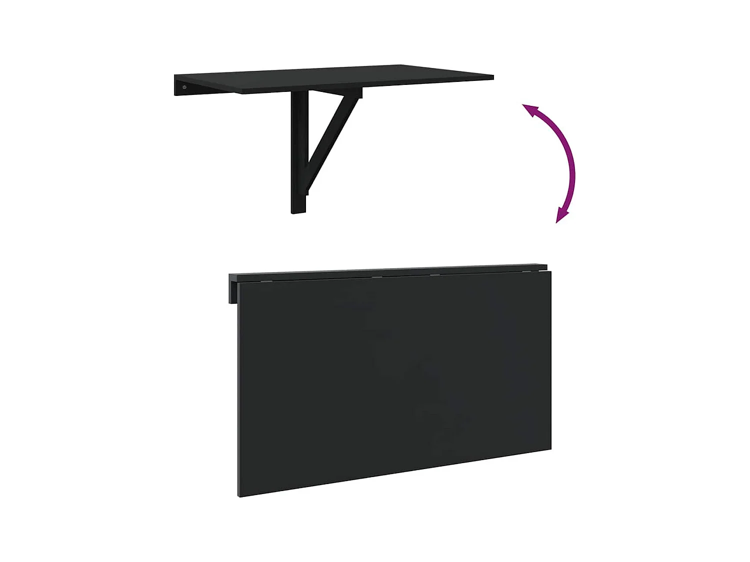 Wandtafel inklapbaar 100x60x56 cm bewerkt hout zwart