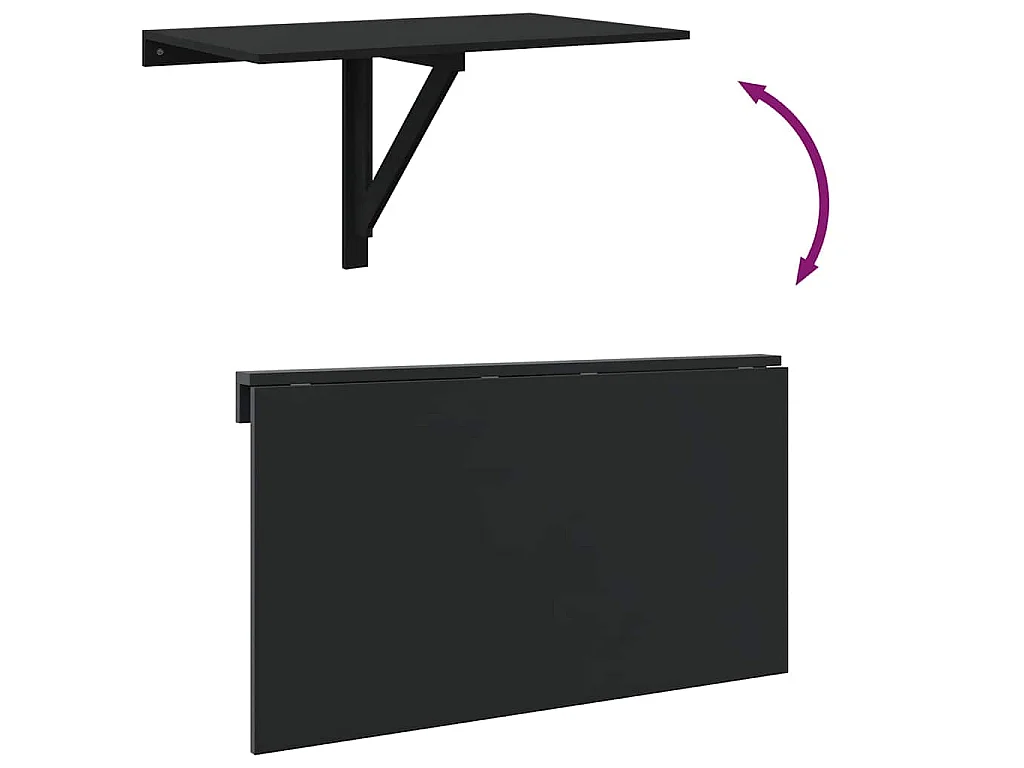 Tavolino da Parete Pieghevole Nero 110x38x75 cm in Multistrato