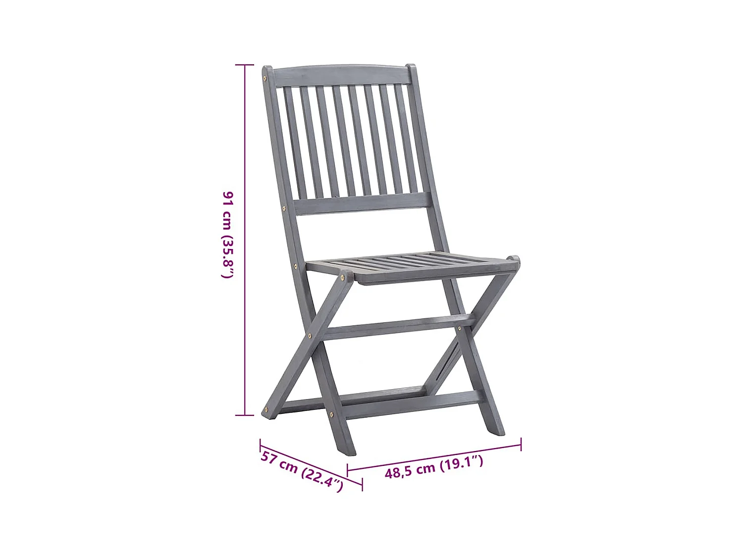 Tuinstoelen 4 st inklapbaar met kussens massief acaciahout