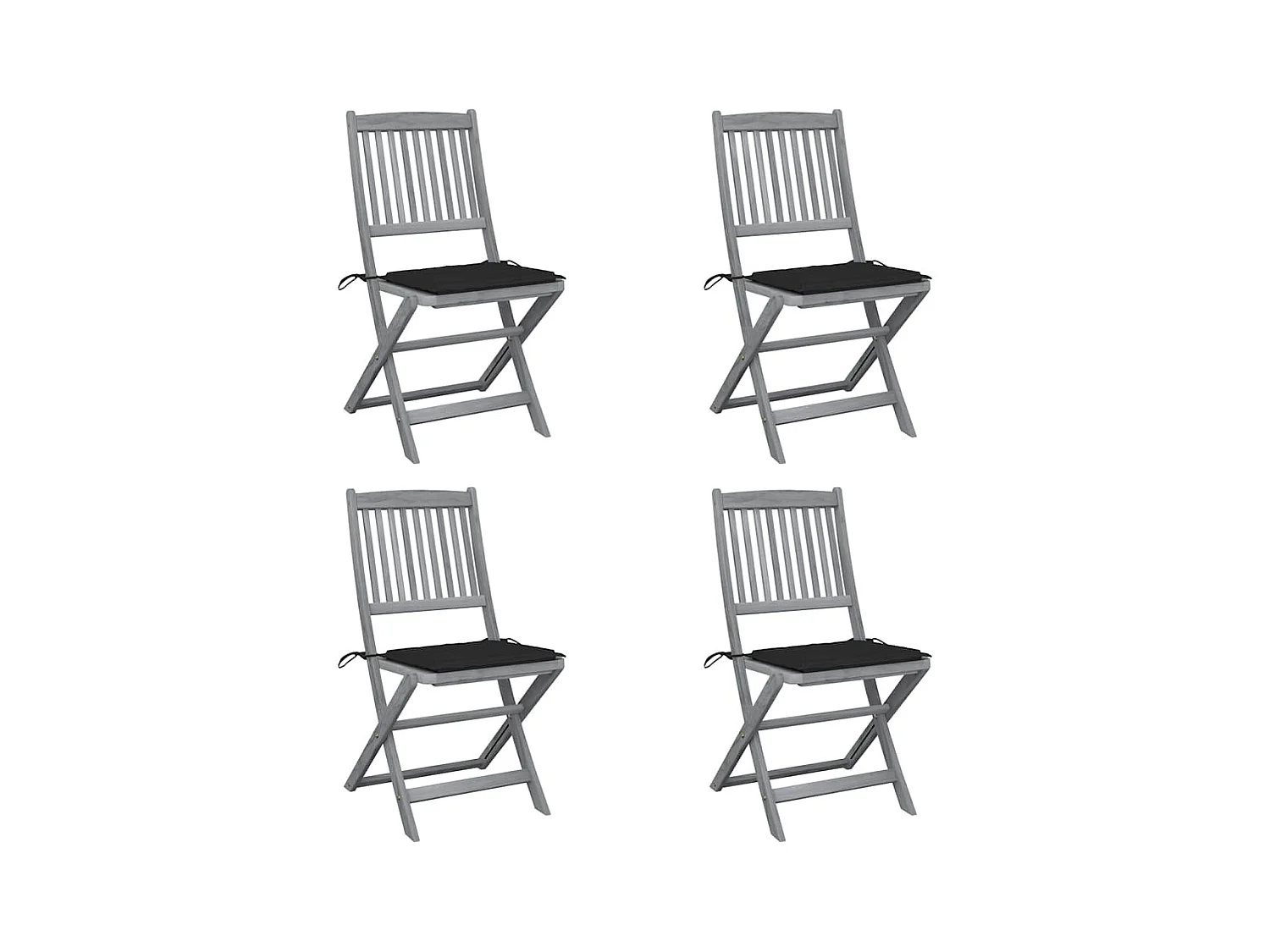 Chaises pliables d'extérieur lot de 4 et coussins Bois d'acacia