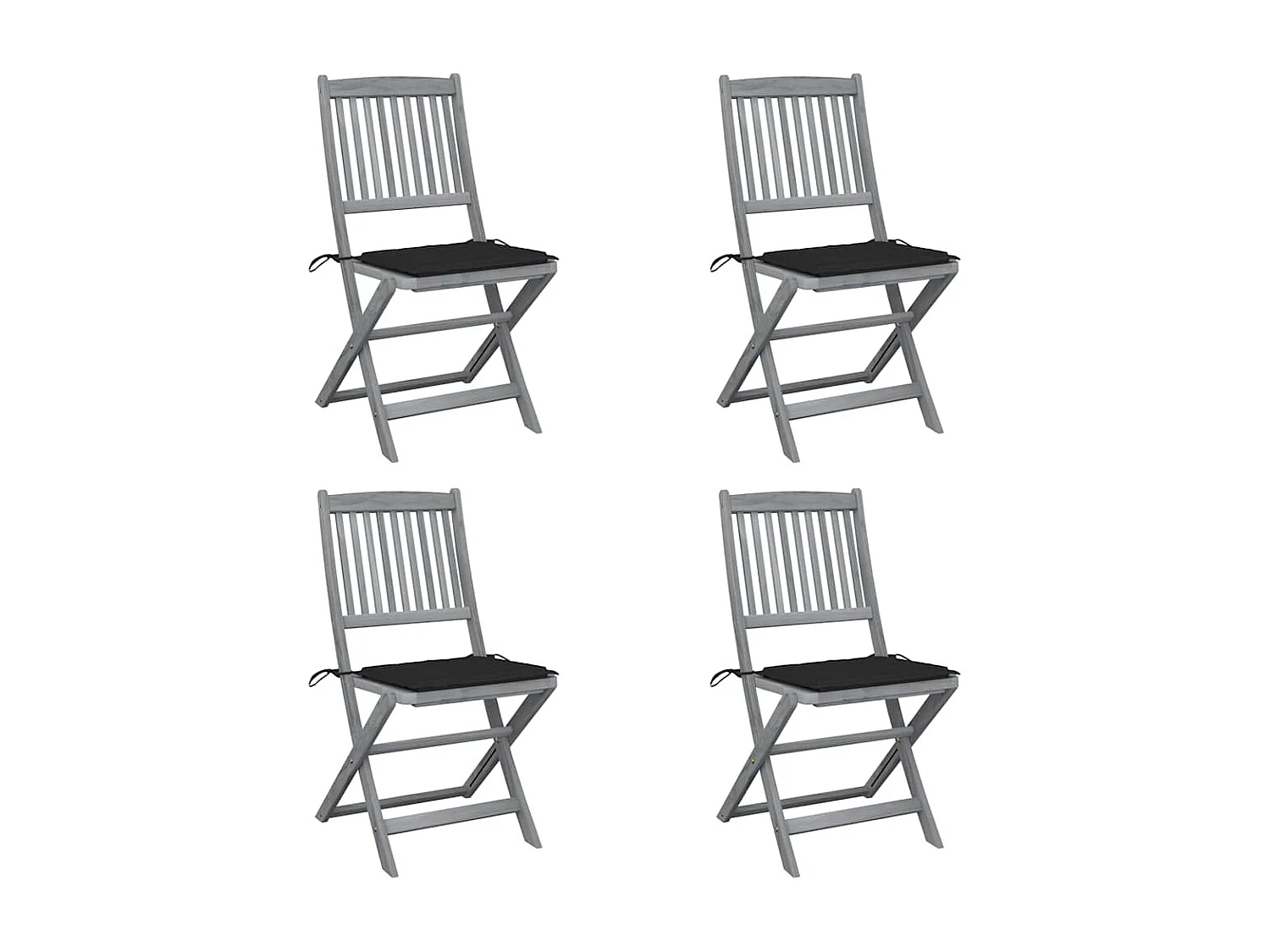 Chaises pliables d'extérieur lot de 4 et coussins Bois d'acacia