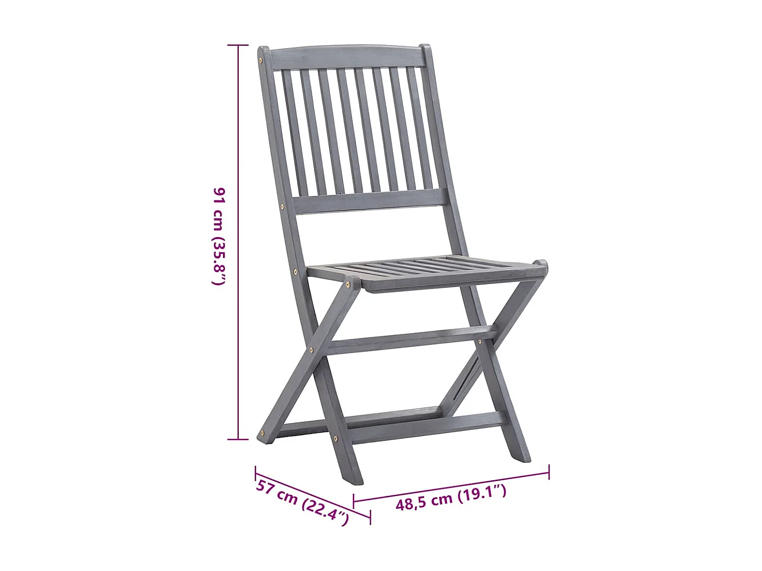 Chaises pliables d'extérieur lot de 4 et coussins Bois d'acacia