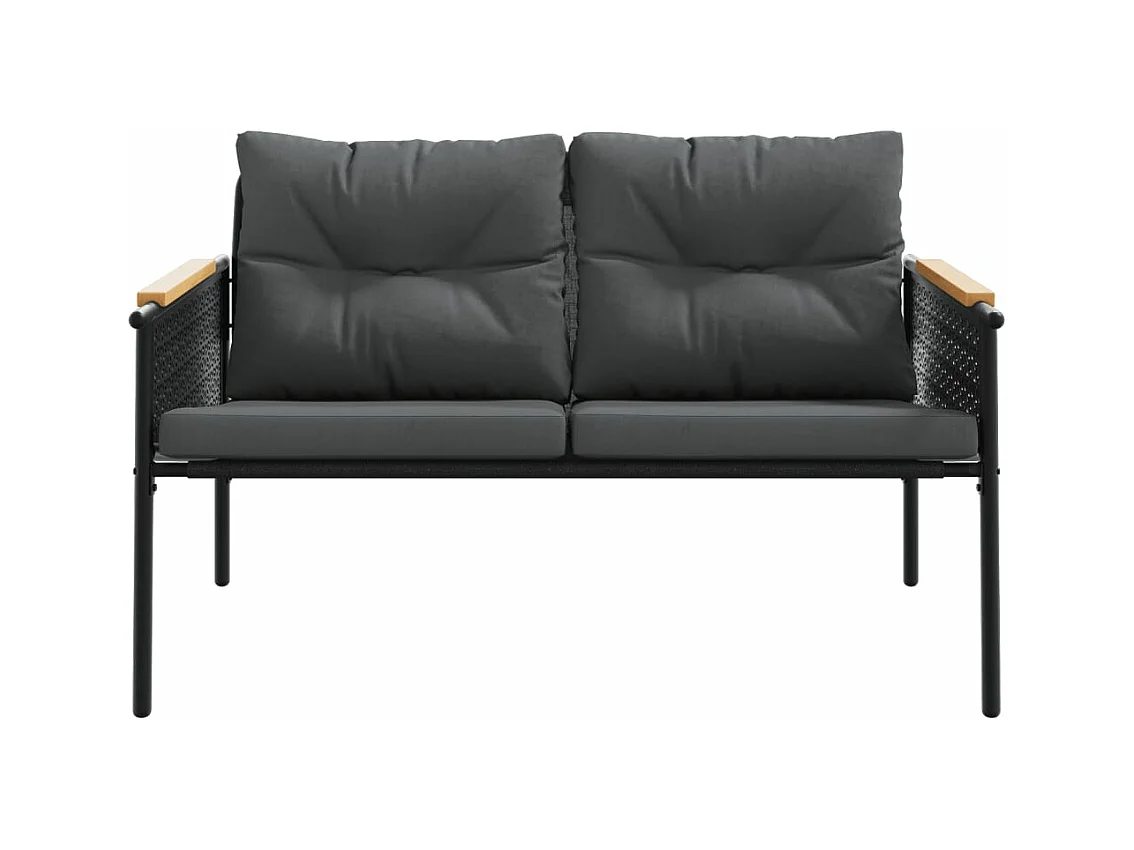 Tuinbank met kussens 116 cm staal zwart