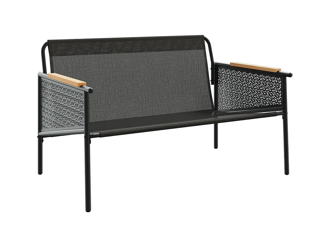 Tuinbank met kussens 116 cm staal zwart