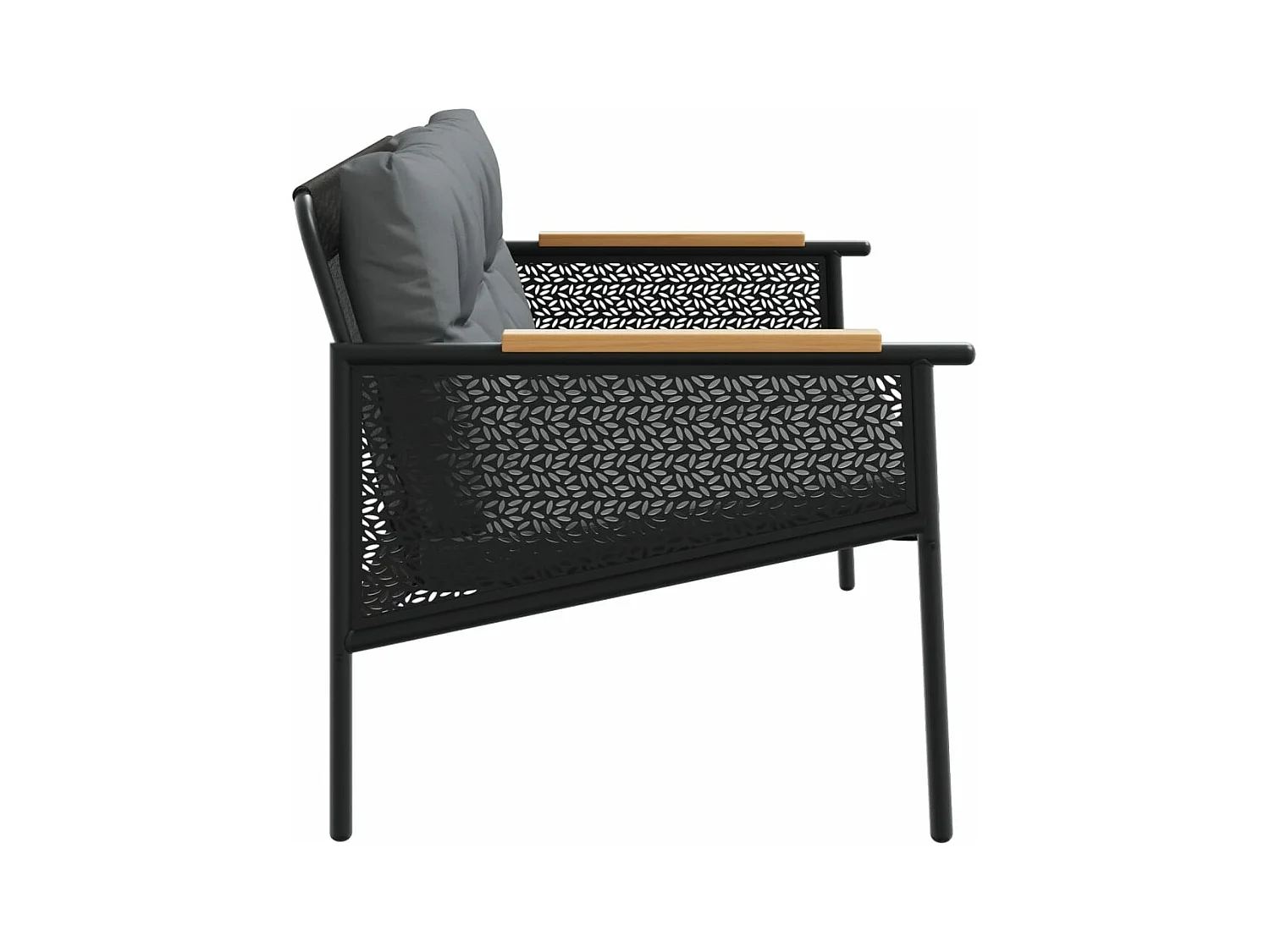 Tuinbank met kussens 116 cm staal zwart