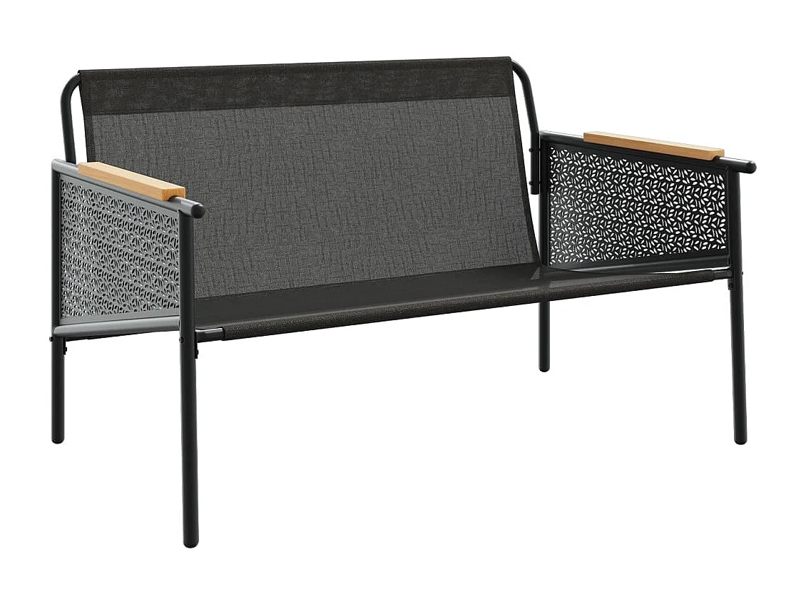 Banc de jardin avec coussins 116 cm noir acier