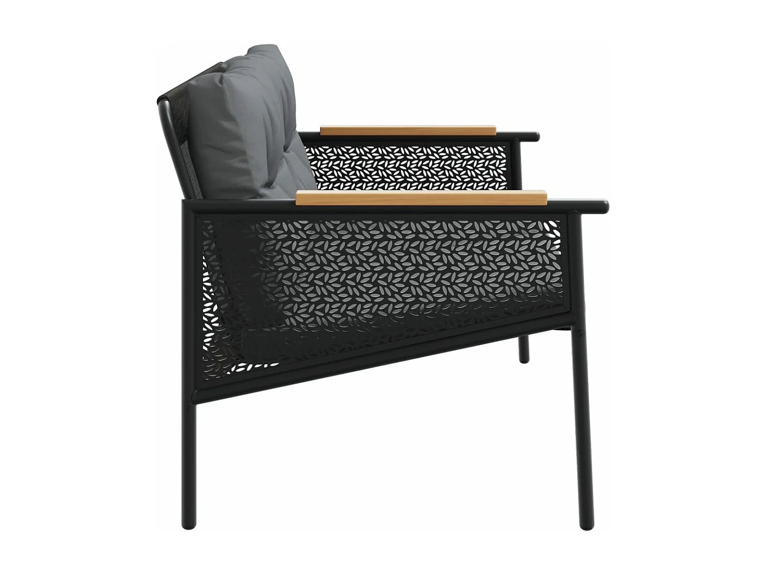 Banc de jardin avec coussins 116 cm noir acier