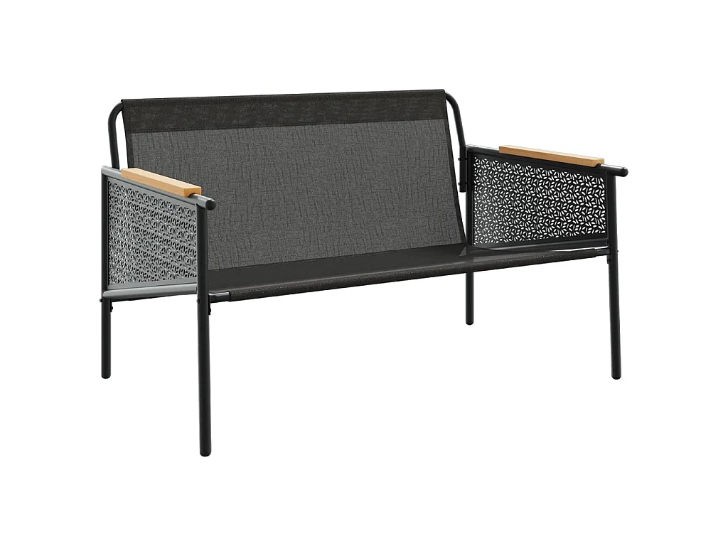 Banc de jardin avec coussins 116 cm noir acier