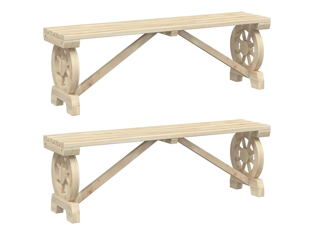Bancs de jardin lot de 2 bois de sapin massif