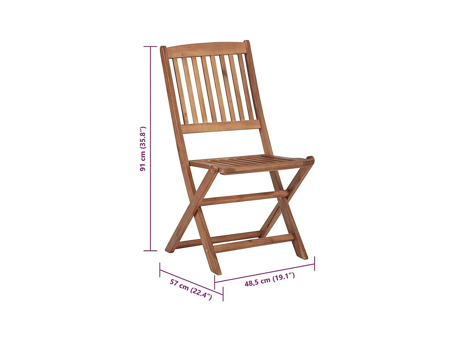 Chaises pliables de jardin lot de 4 avec coussins Bois d'acacia