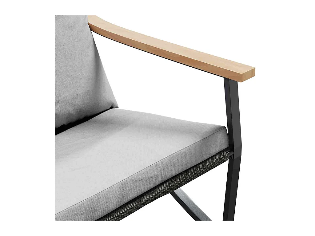 Banc de jardin avec coussins 120 cm noir acier