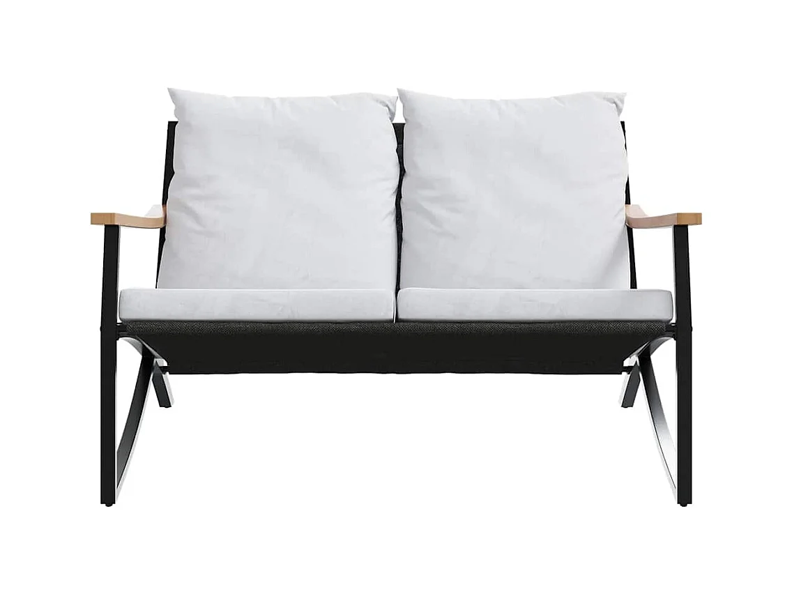 Banc de jardin avec coussins 120 cm noir acier
