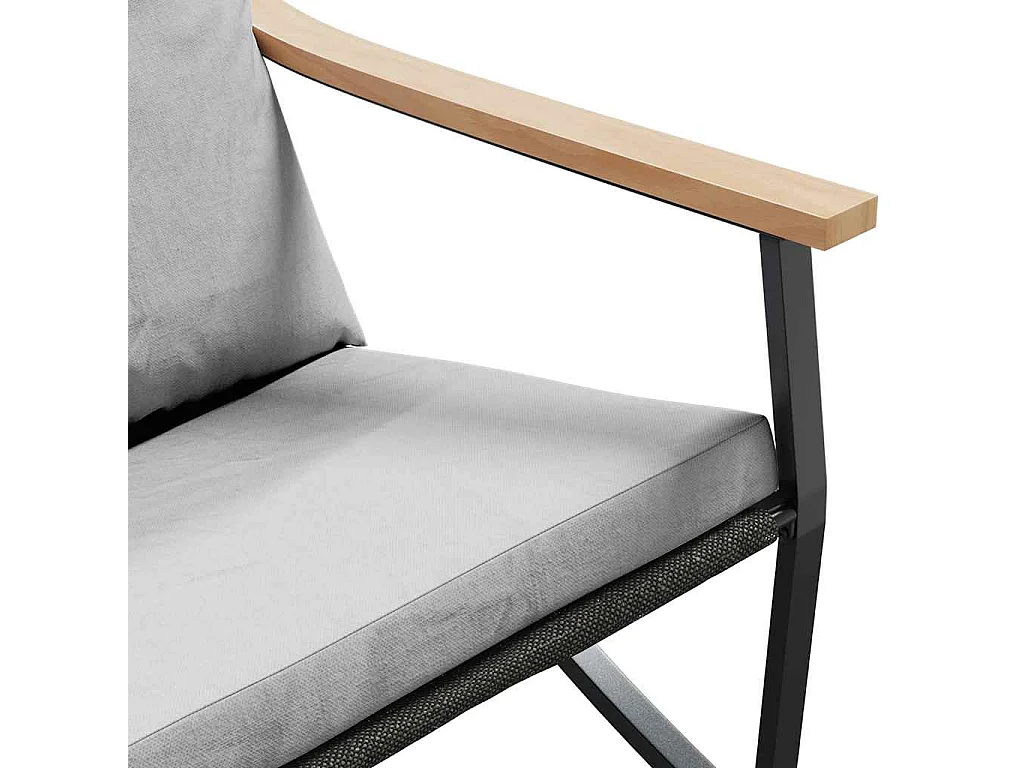 Banc de jardin avec coussins 120 cm noir acier