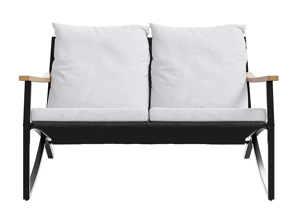 Panchina da Giardino con Cuscini 120 cm Nera in Acciaio