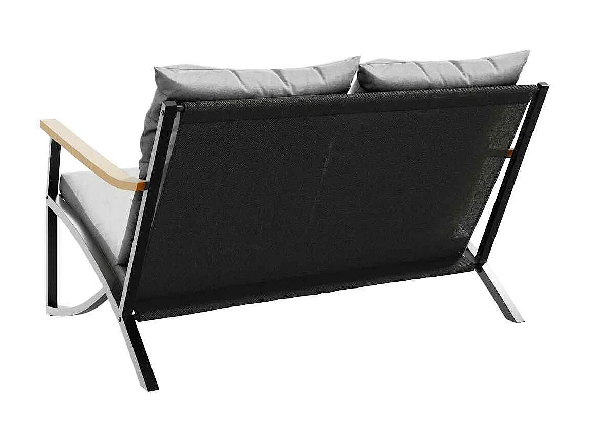 Panchina da Giardino con Cuscini 120 cm Nera in Acciaio