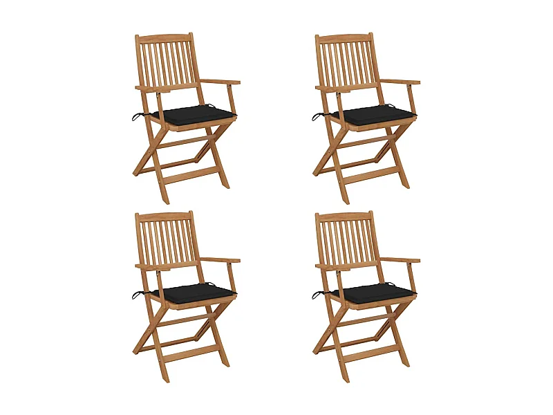 Klappbare Gartenstühle 4 Stk. mit Kissen Massivholz Akazie