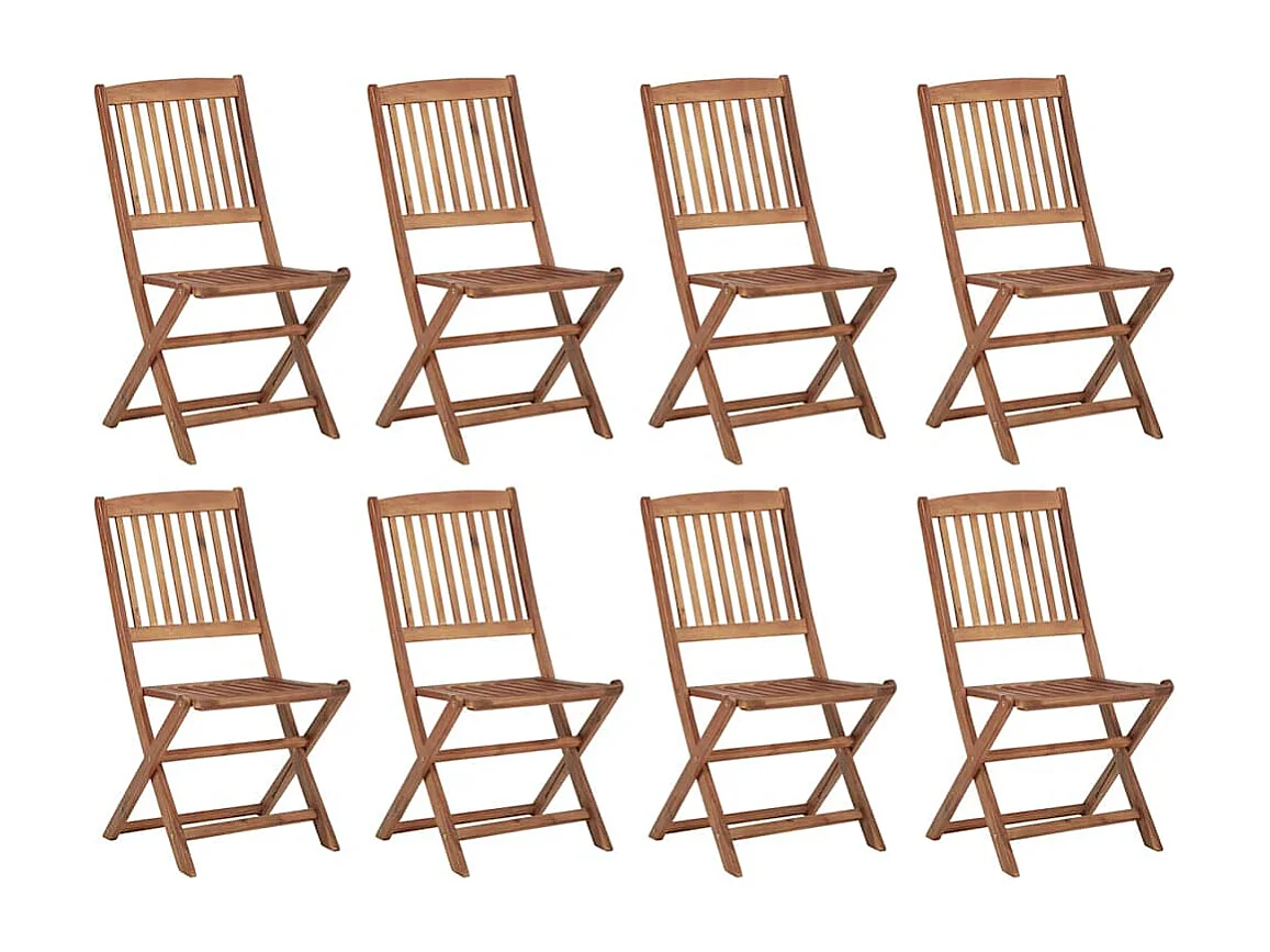 Chaises pliables d'extérieur et coussins lot de 8 Bois d'acacia