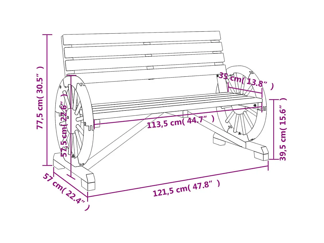 Banc de jardin 2 places bois de sapin massif