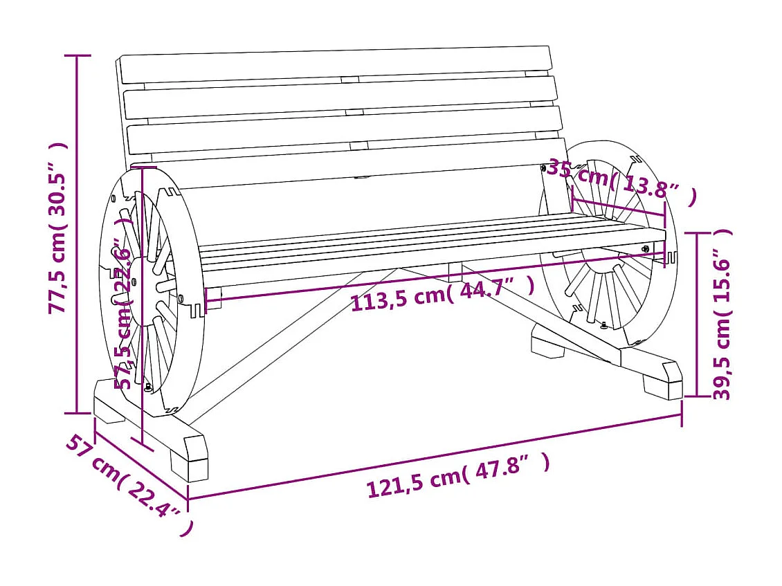 Banc de jardin 2 places bois de sapin massif