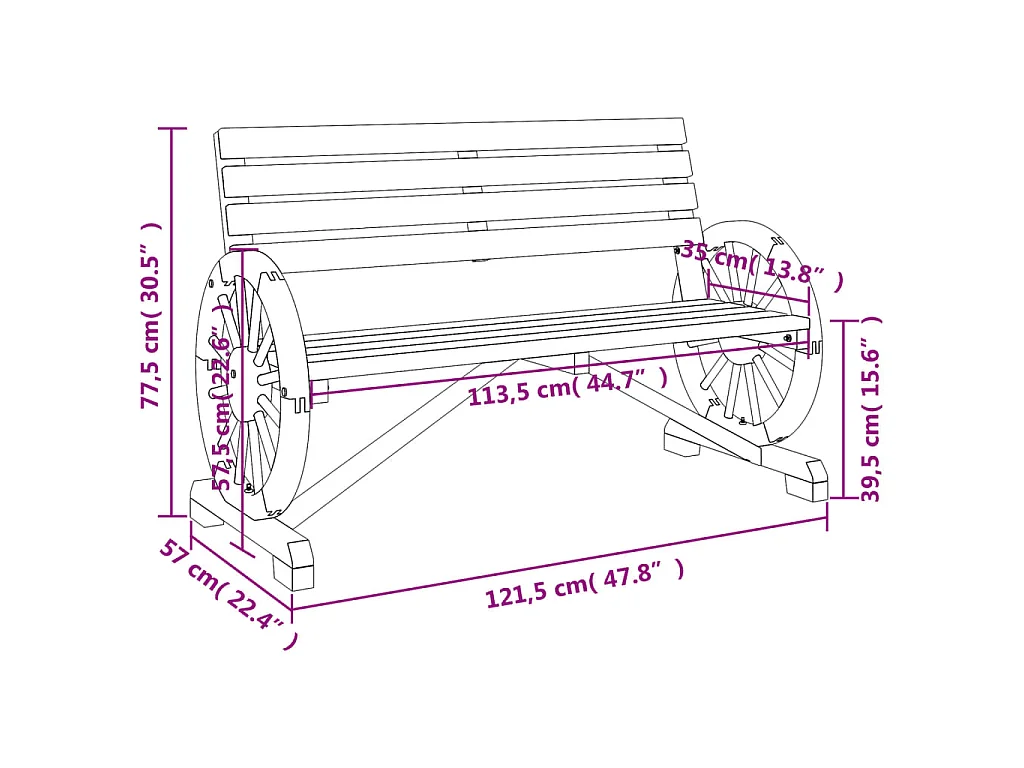 Tuinbankje 2-zits massief vurenhout