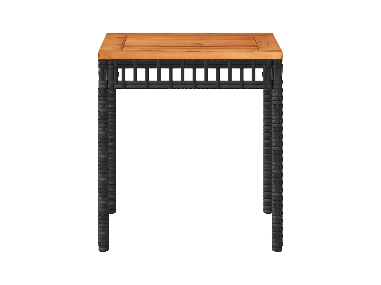 Gartentisch Schwarz 38x38x42 cm Poly Rattan Akazienholz