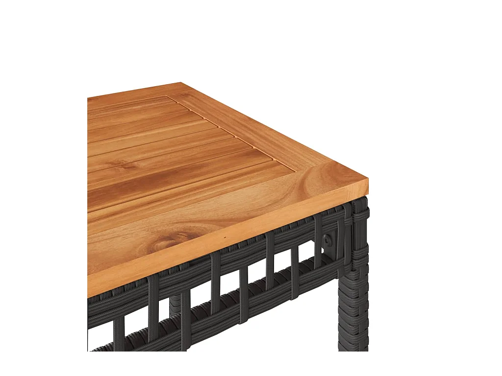 Gartentisch Schwarz 38x38x42 cm Poly Rattan Akazienholz