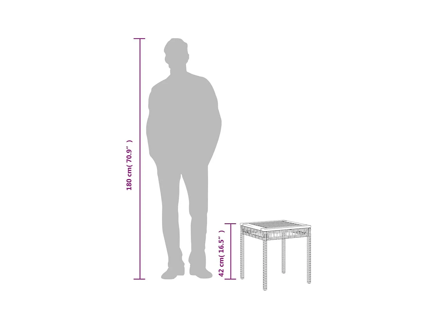 Gartentisch Schwarz 38x38x42 cm Poly Rattan Akazienholz