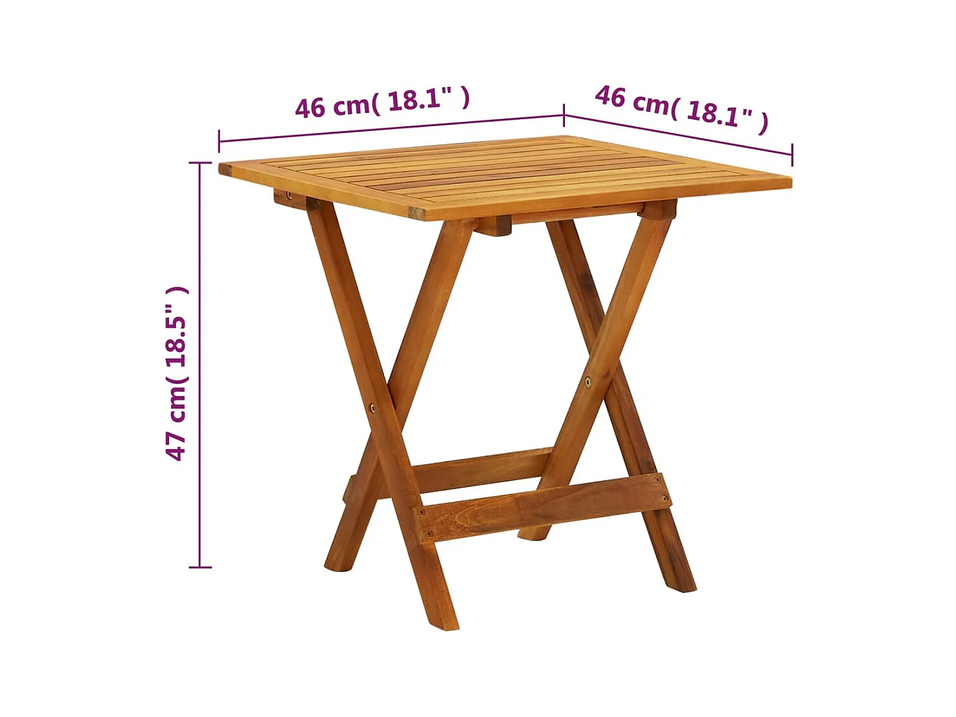 Tavolo da Bistrot 46x46x47 cm in Legno Massello di Acacia