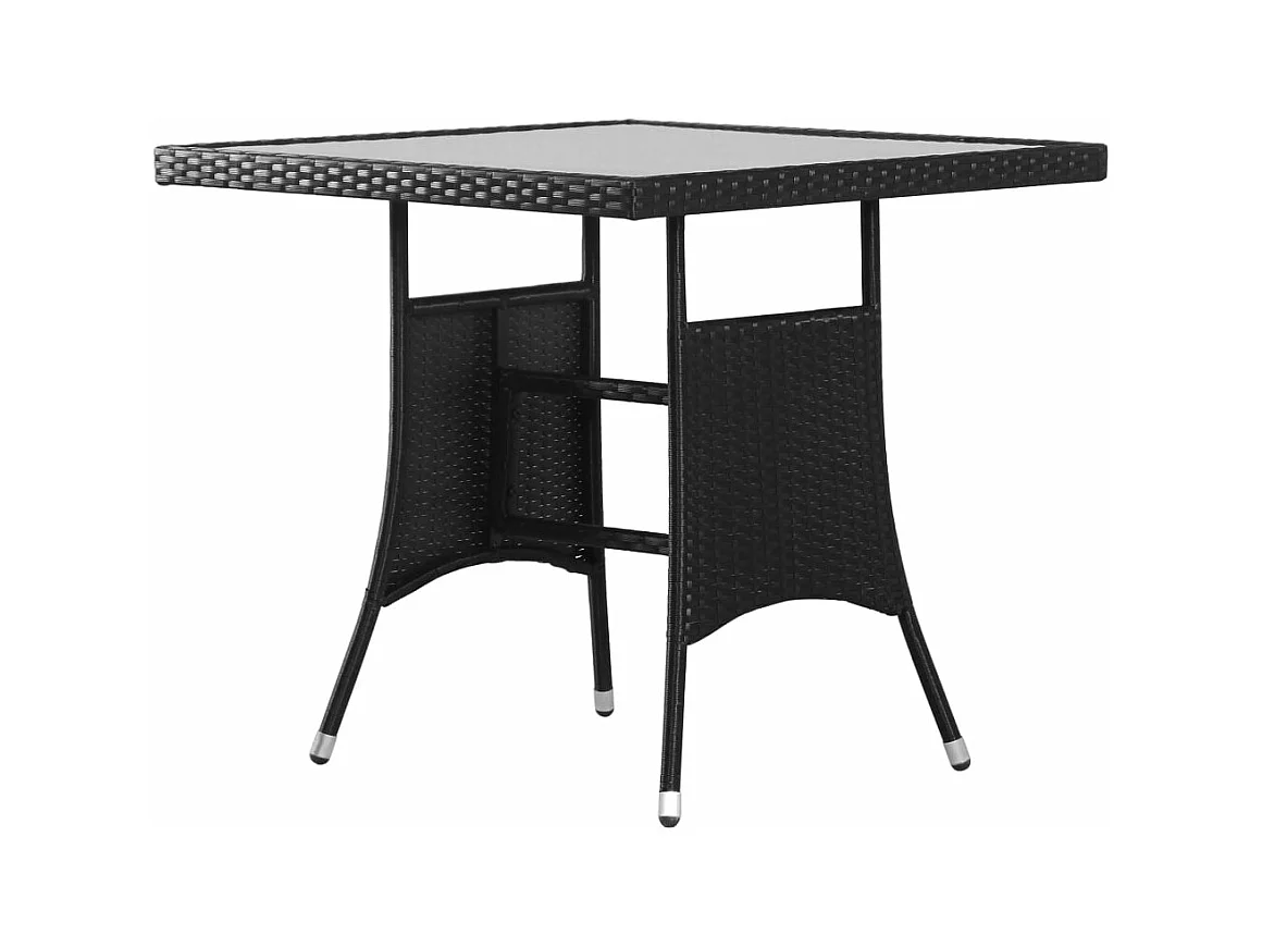 Table de jardin Noir 80x80x74 cm Résine tressée