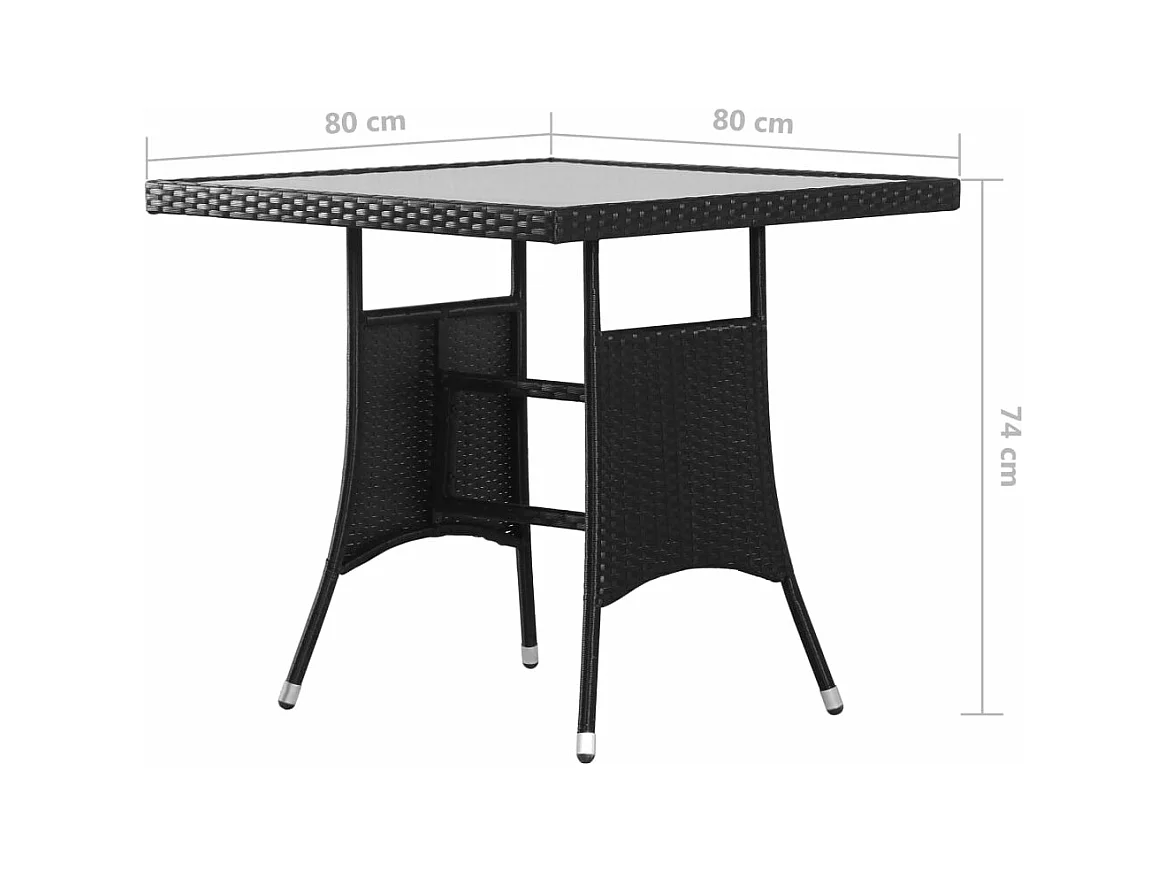 Table de jardin Noir 80x80x74 cm Résine tressée