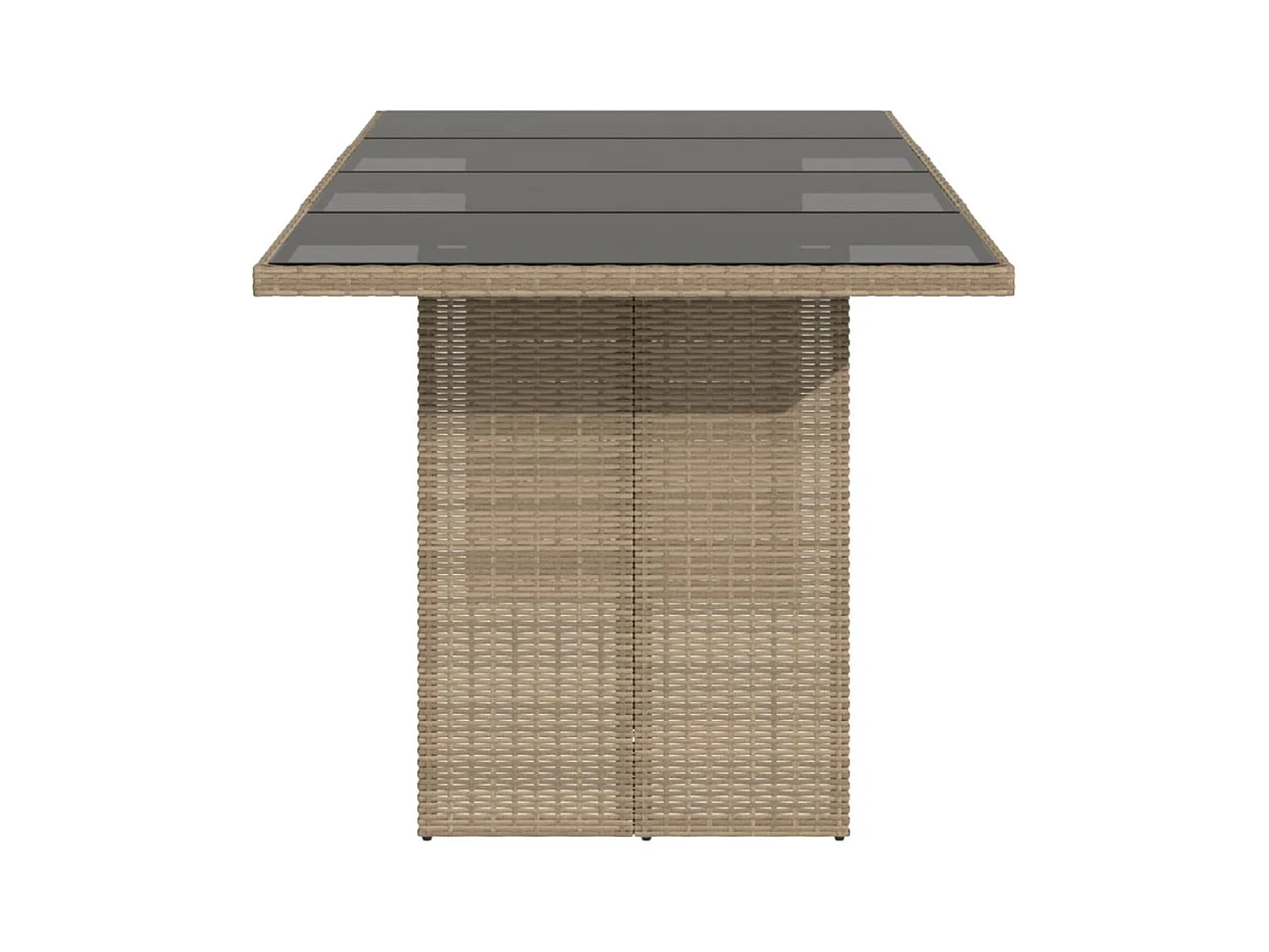 Tuintafel met glazen blad 190x80x75 cm poly rattan beige