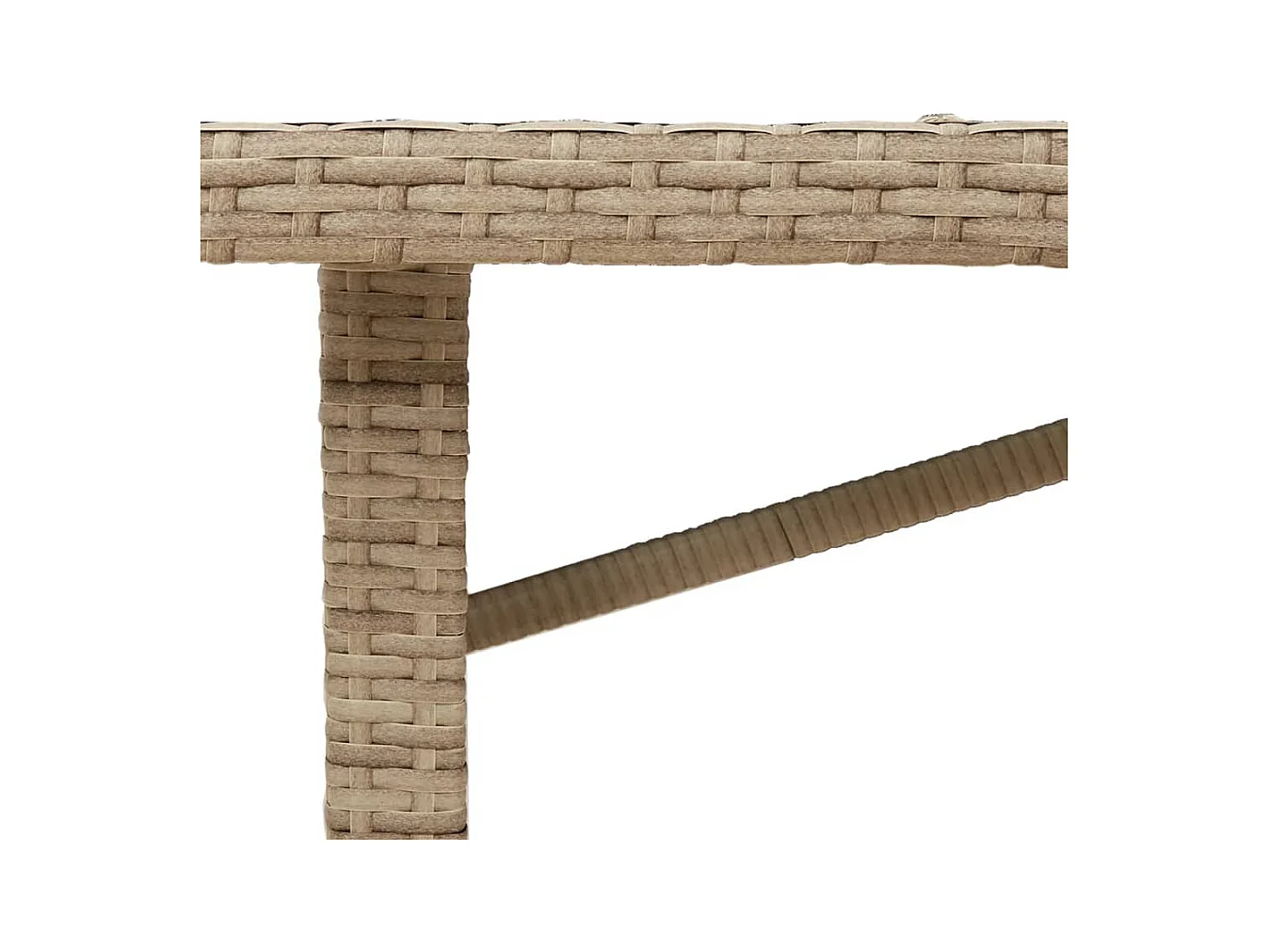 Tuintafel met glazen blad 190x80x75 cm poly rattan beige