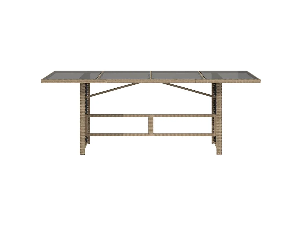 Mesa de jardim com tampo de vidro 190x80x75 cm vime PE bege