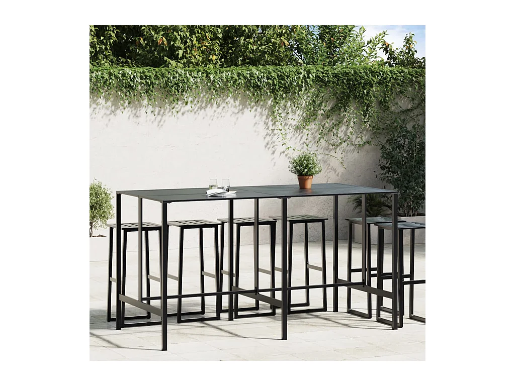 Table de bar noir 200x100x110 cm acier enduit de poudre