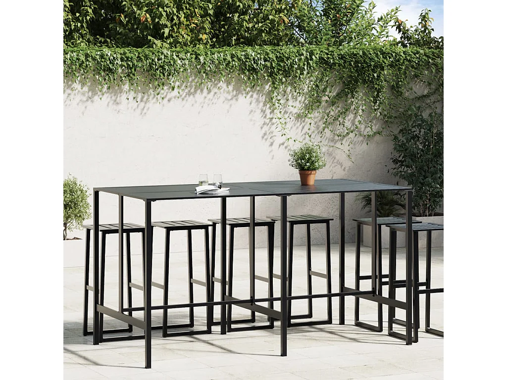 Tavolo da Bar Nero 200x100x110 cm Acciaio Verniciato a Polvere